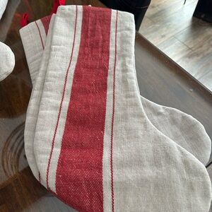 Magnolia Red and Cream Striped Holiday Stockings